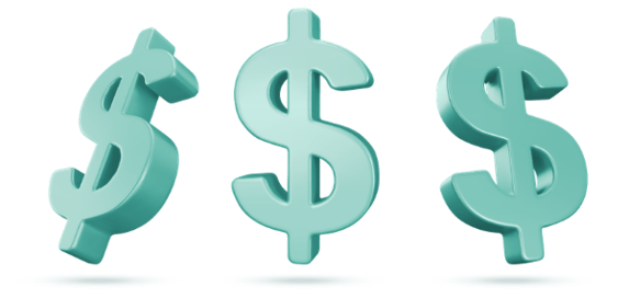 Ícones 3D de dólar representando alto custo do plano de saúde